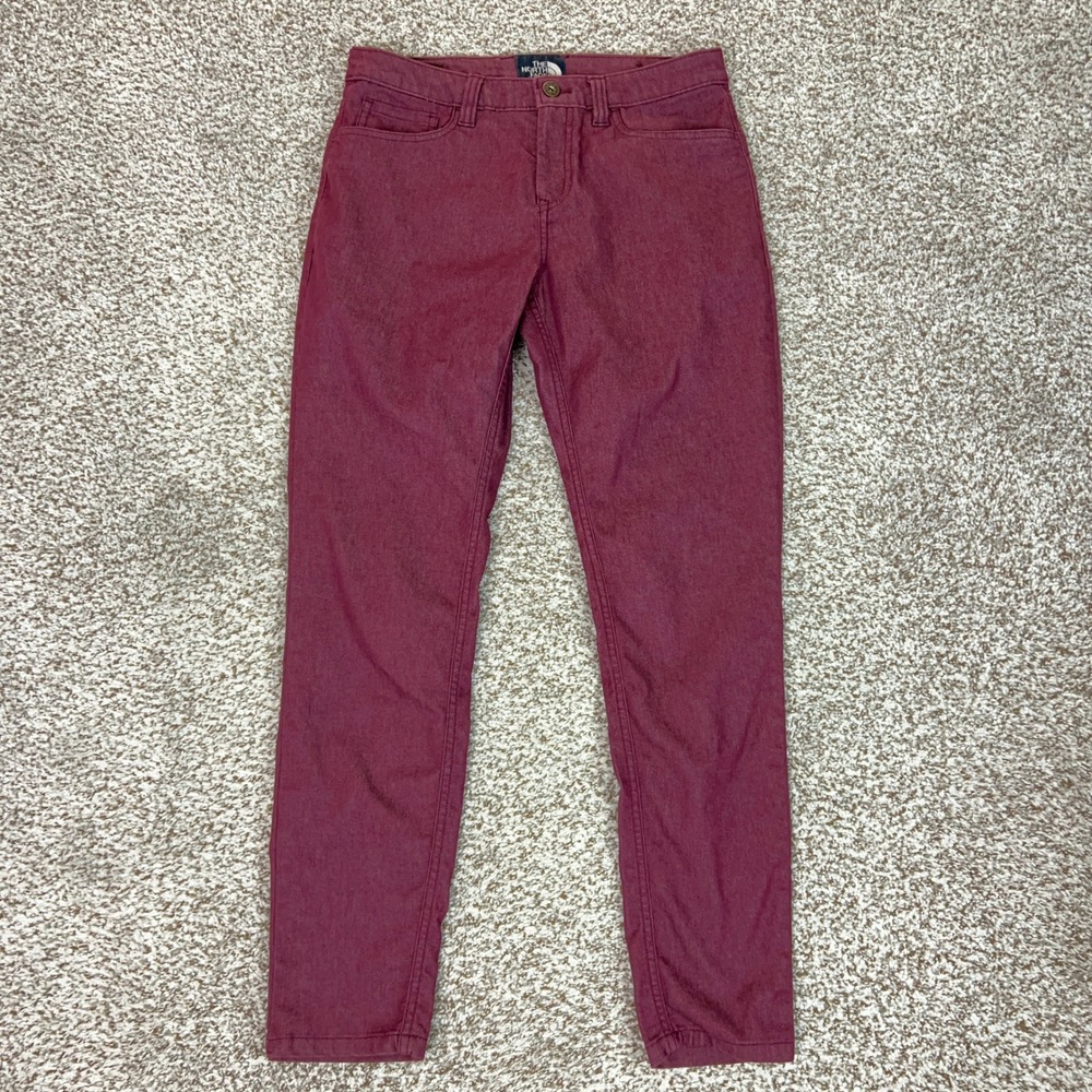 North Face Pants Womens 4 Red Skinny Casual Outdoor Slim Fit Stretch Hiking Logo